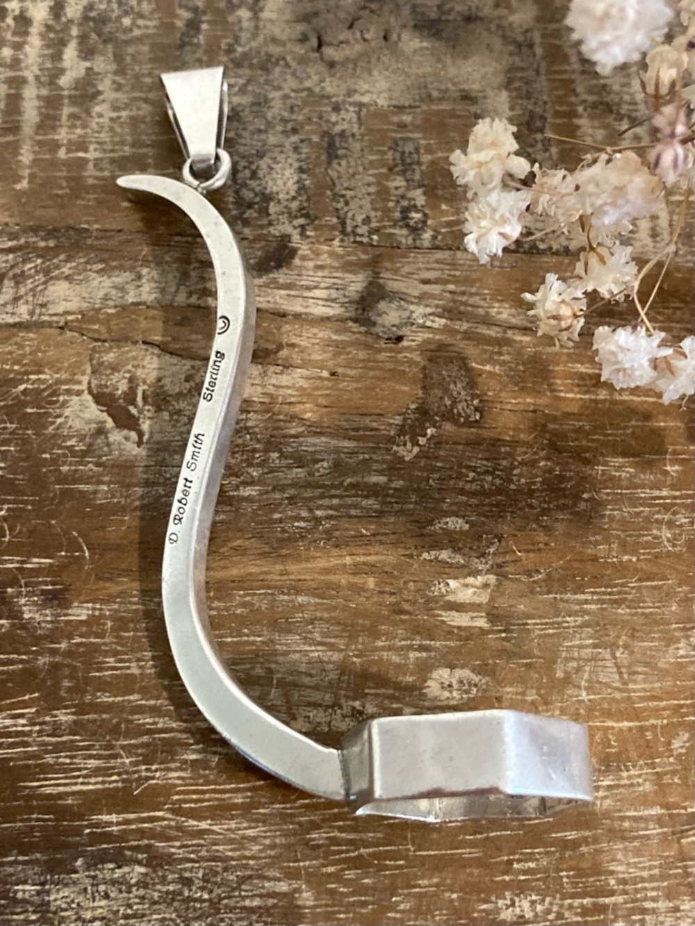 Crystal Holder Pendant Sterling Silver Curved D. Robert Smith Missing Crystal! - Picture 9 of 10